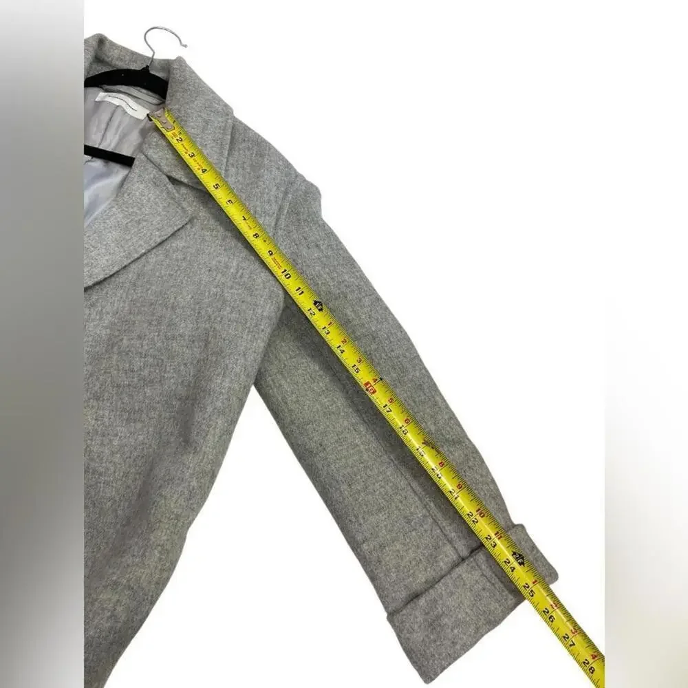 Blossom H Company l Light Gray Open Front Long Wool Coat Large - Picture 6 of 9